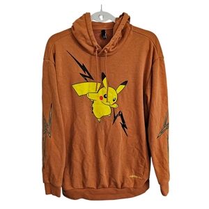 Adidas NEO Pikachu Pokemon Lightning Hoodie Mens Medium Brown Sweater Drawstring